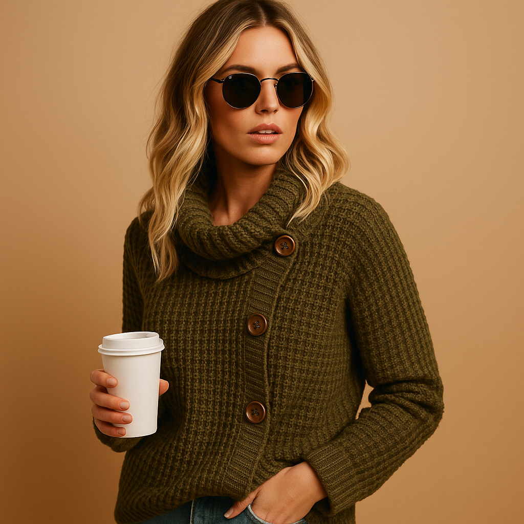 Fitted knit sweater for women.