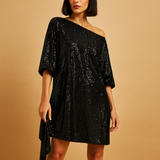 Glamorous sequin dress with ruffles for women.