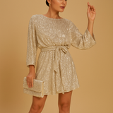 Glamorous sequin dress with ruffles for women.