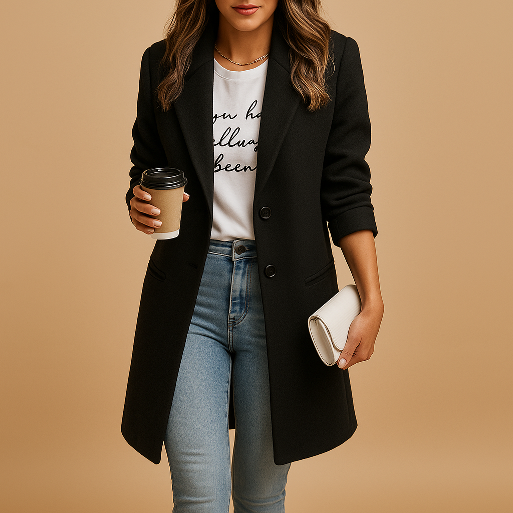 Elegant mid-length coat for women