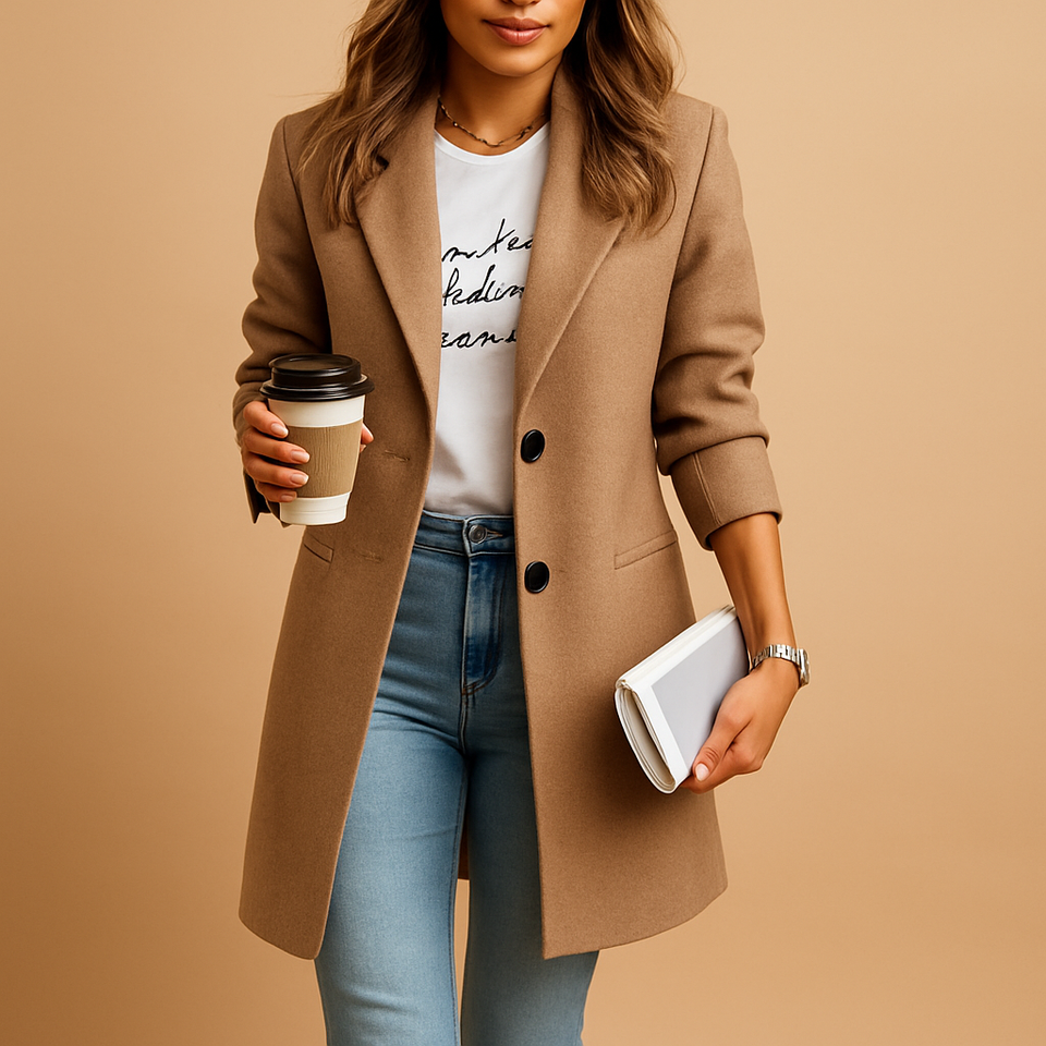 Elegant mid-length coat for women