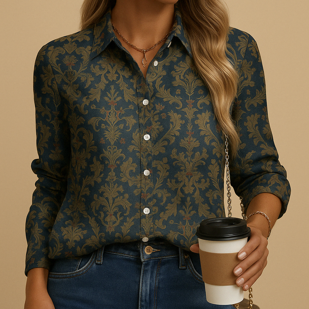 Autumn blouse with warm tones and tailored fit for women