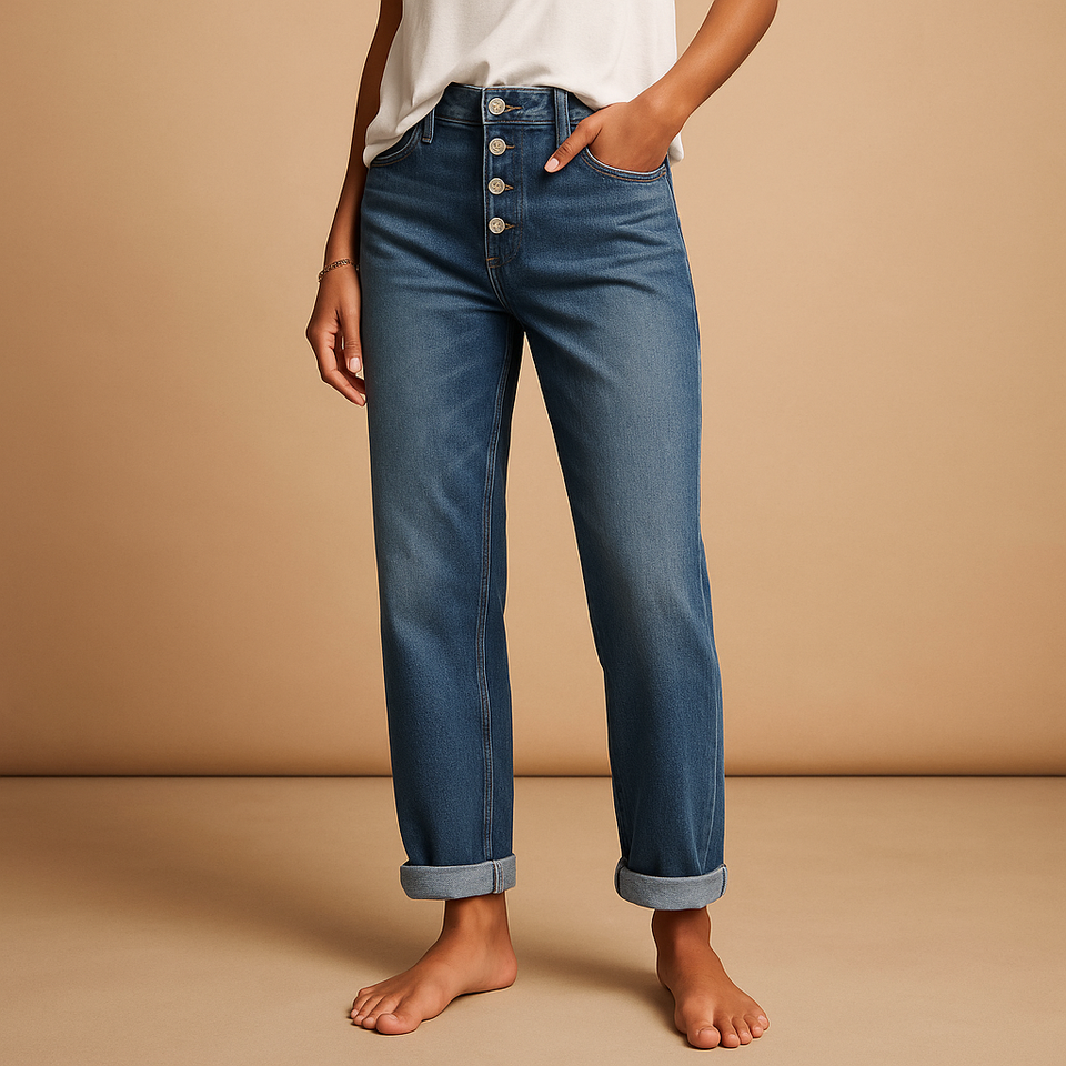 High-waisted loose fit jeans for women