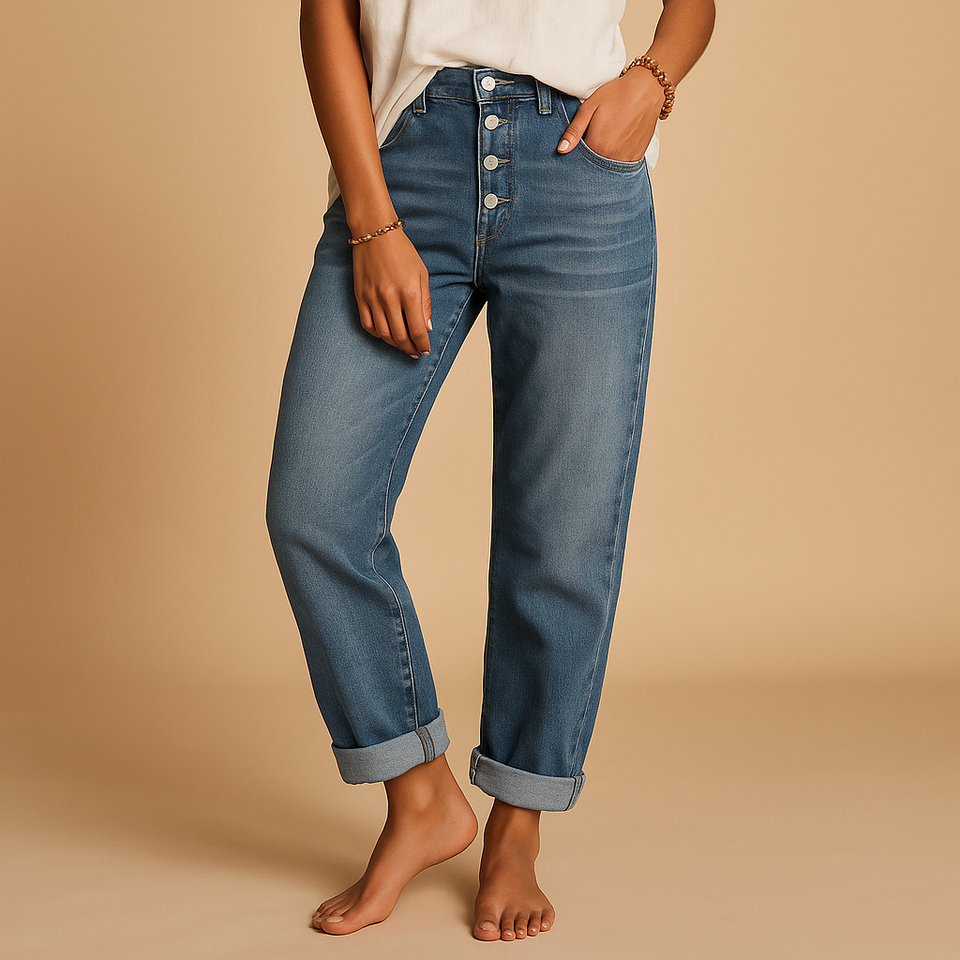 High-waisted loose fit jeans for women