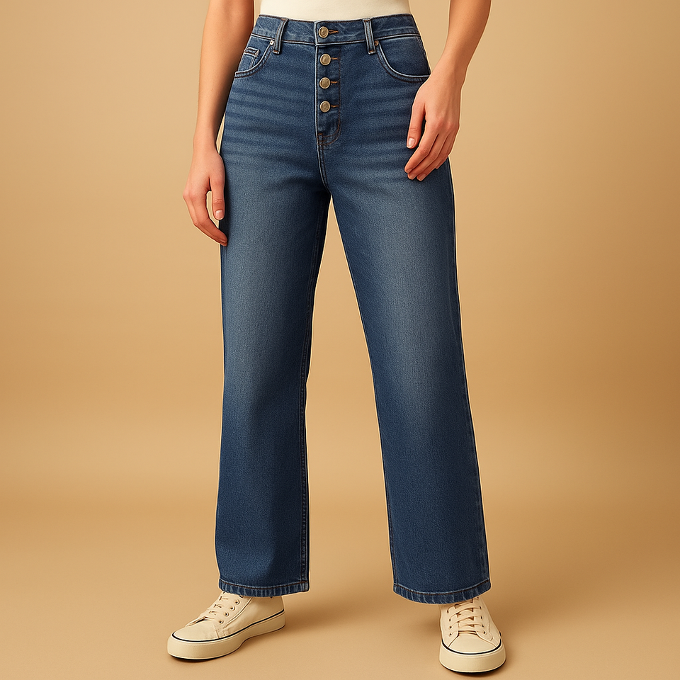 High-waisted loose fit jeans for women