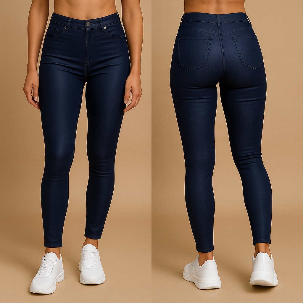 High-waisted leather pants with a slim fit for women