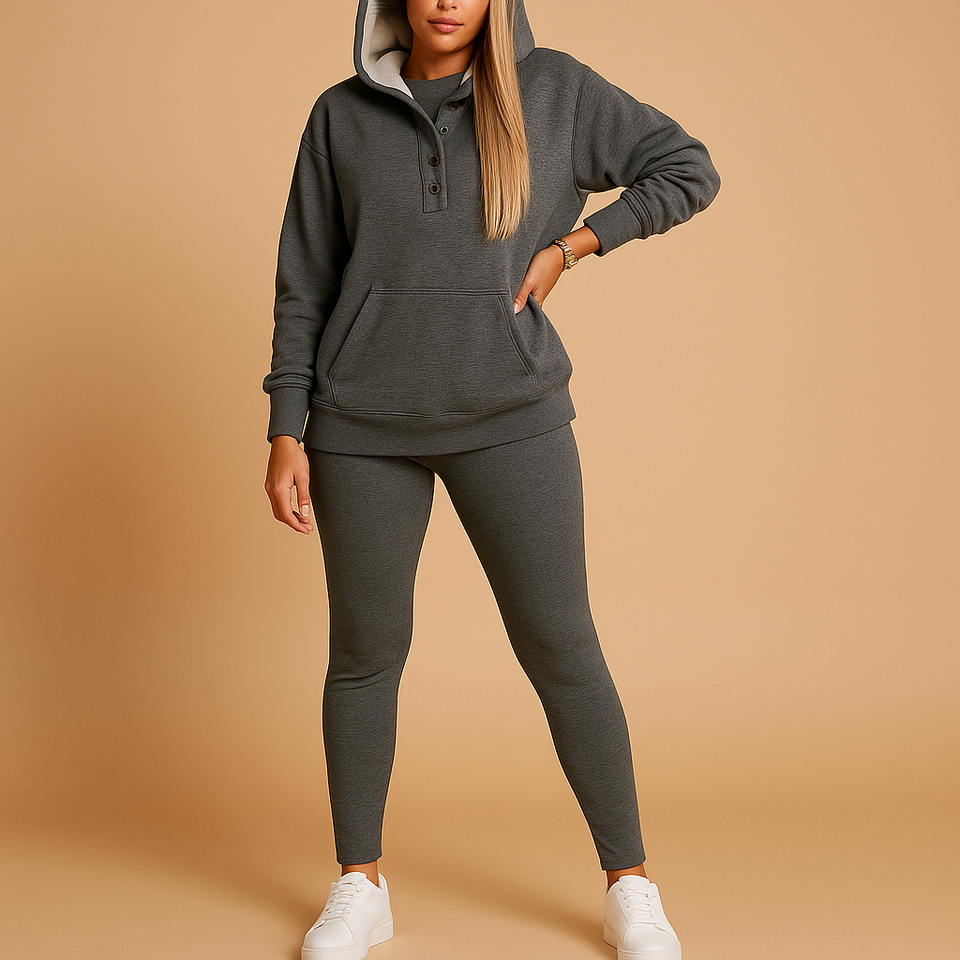 Women's hoodie and jogging set in soft fabric.
