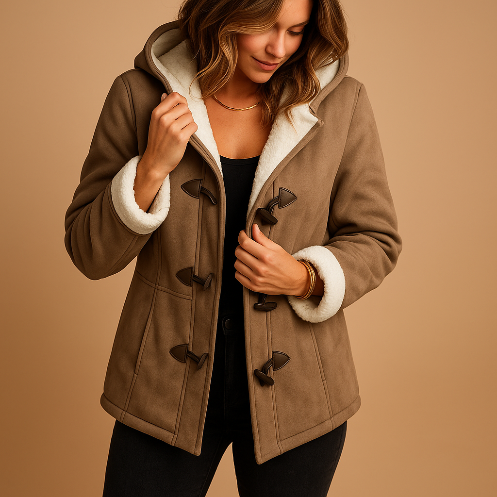 Insulated winter coat with adjustable hood for women