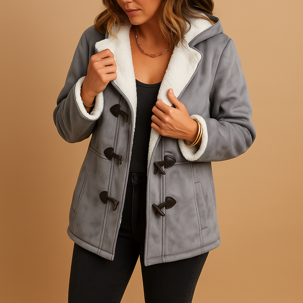 Insulated winter coat with adjustable hood for women