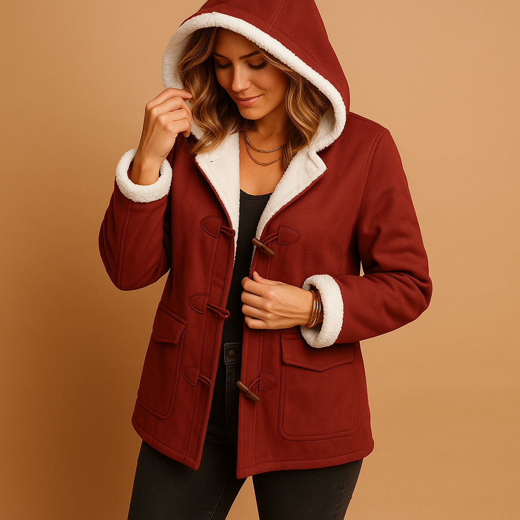Insulated winter coat with adjustable hood for women