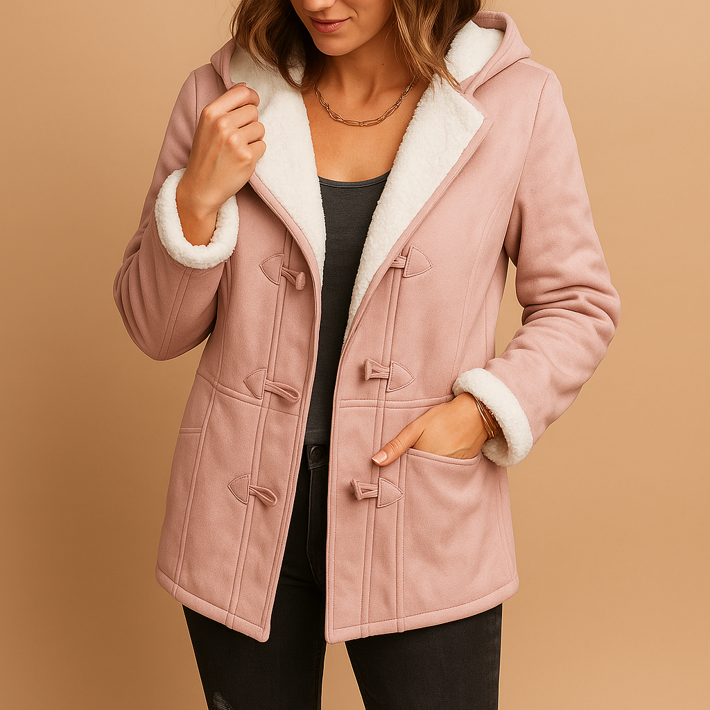 Insulated winter coat with adjustable hood for women