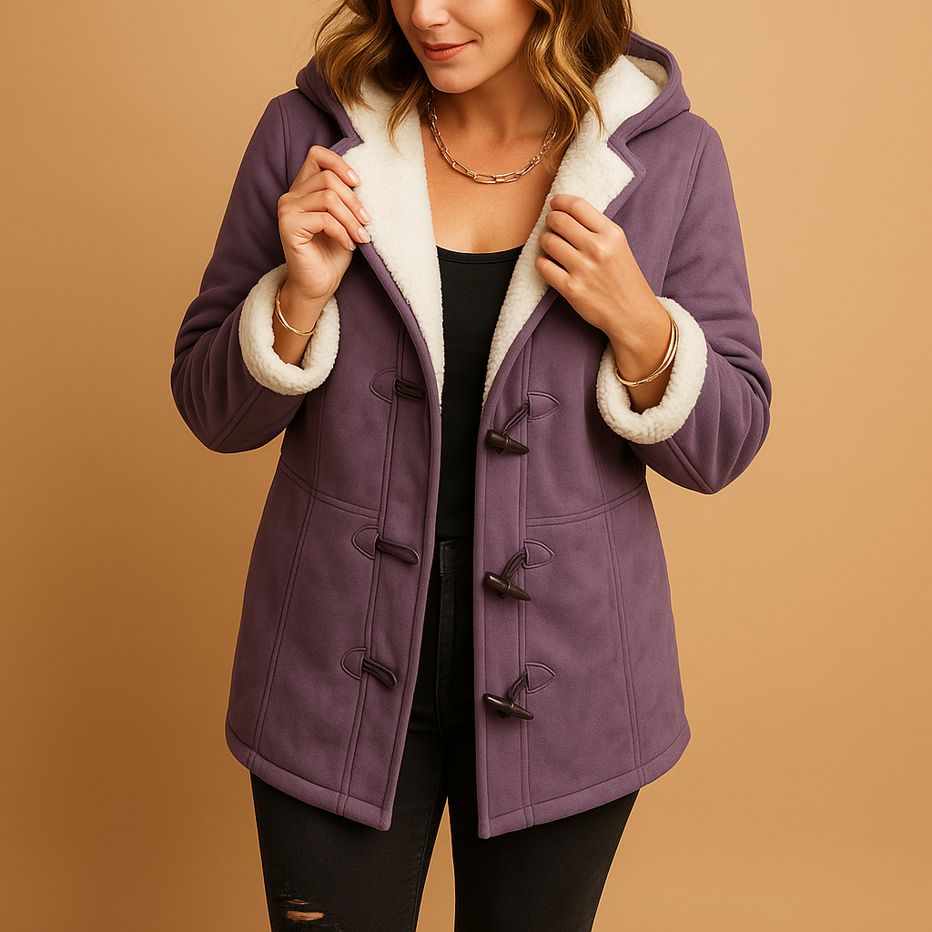 Insulated winter coat with adjustable hood for women