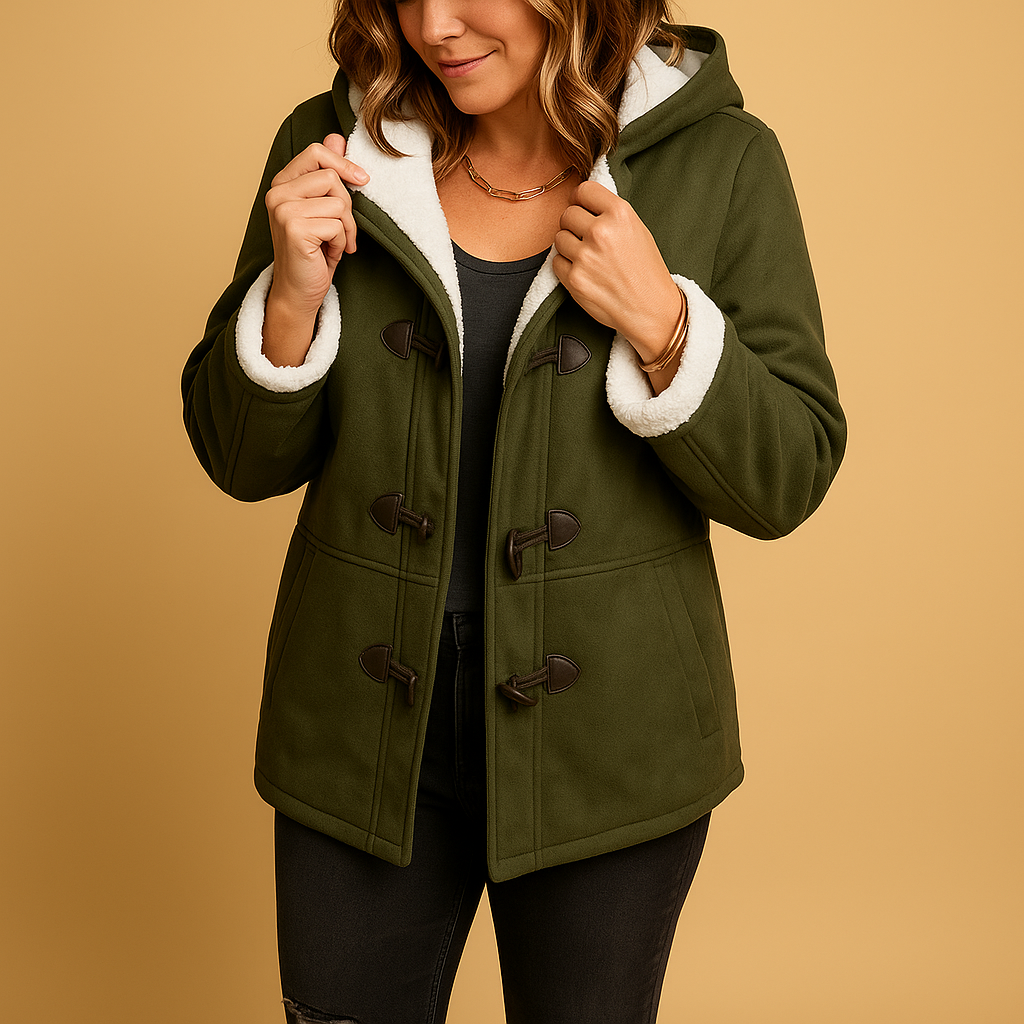 Insulated winter coat with adjustable hood for women