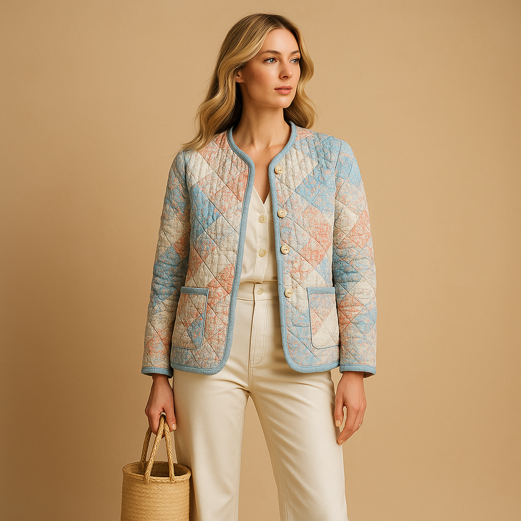 Cotton jacket with striking print for women