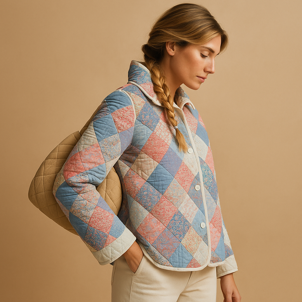 Cotton jacket with striking print for women