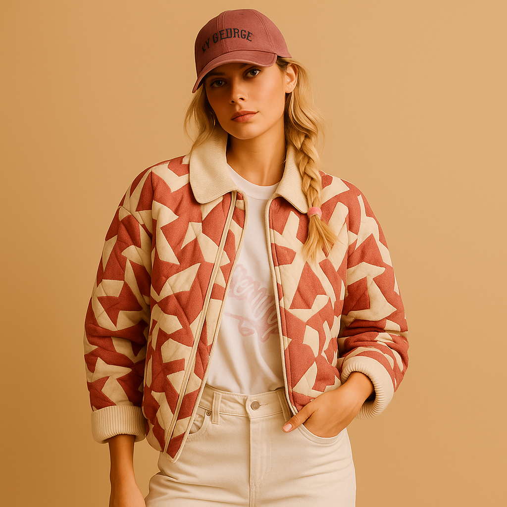 Cotton jacket with striking print for women