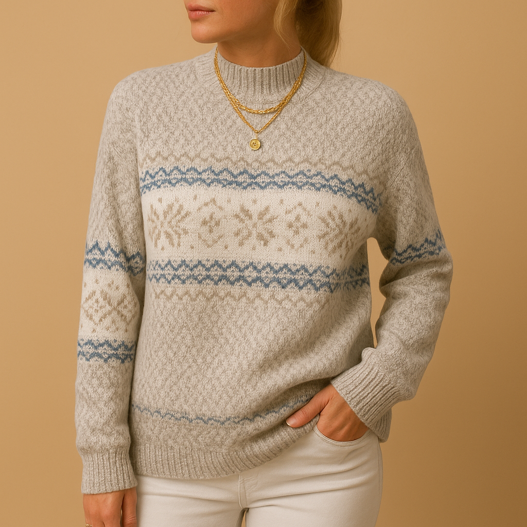 Christmas sweater with festive print for women.