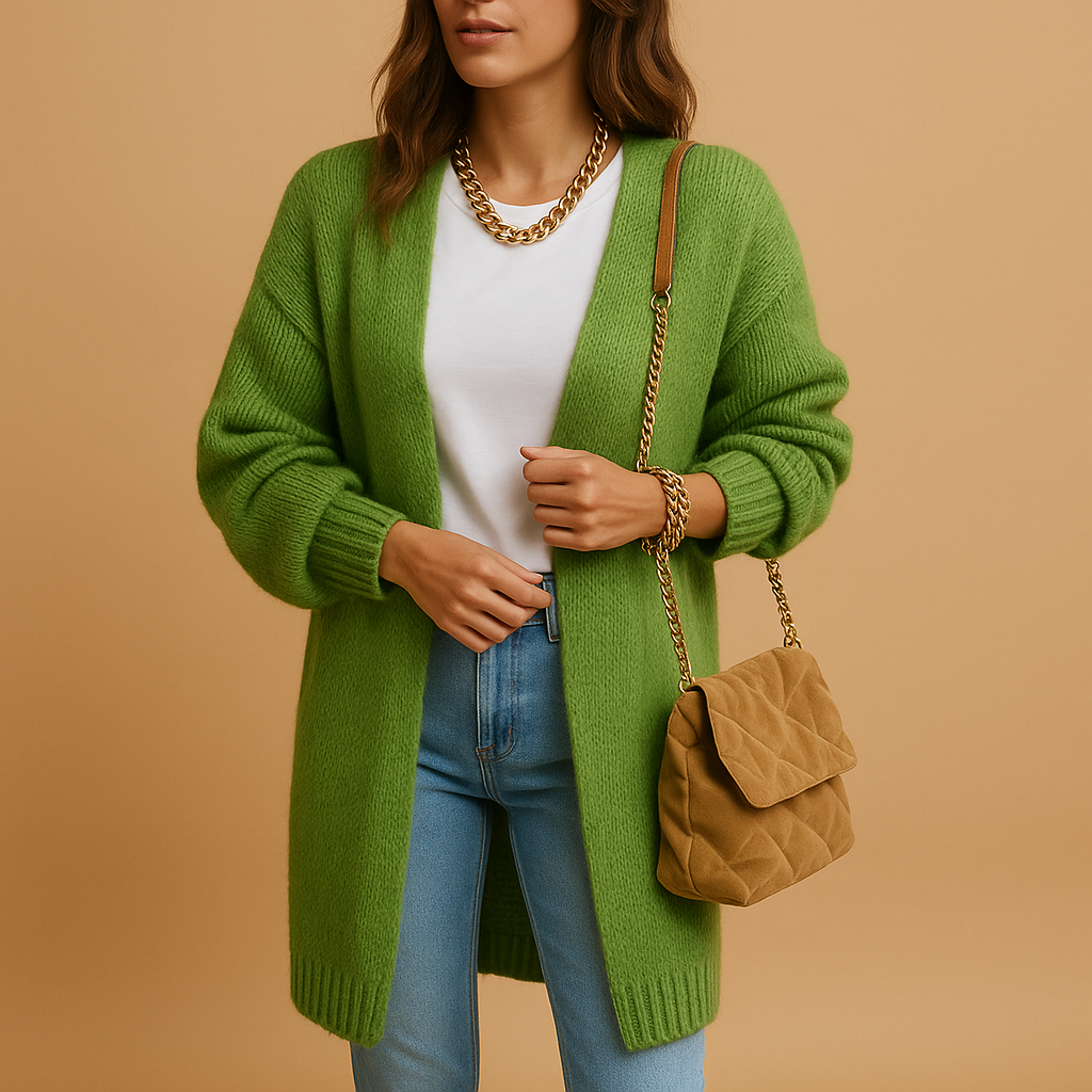 Classic knit women's cardigan with  open front.