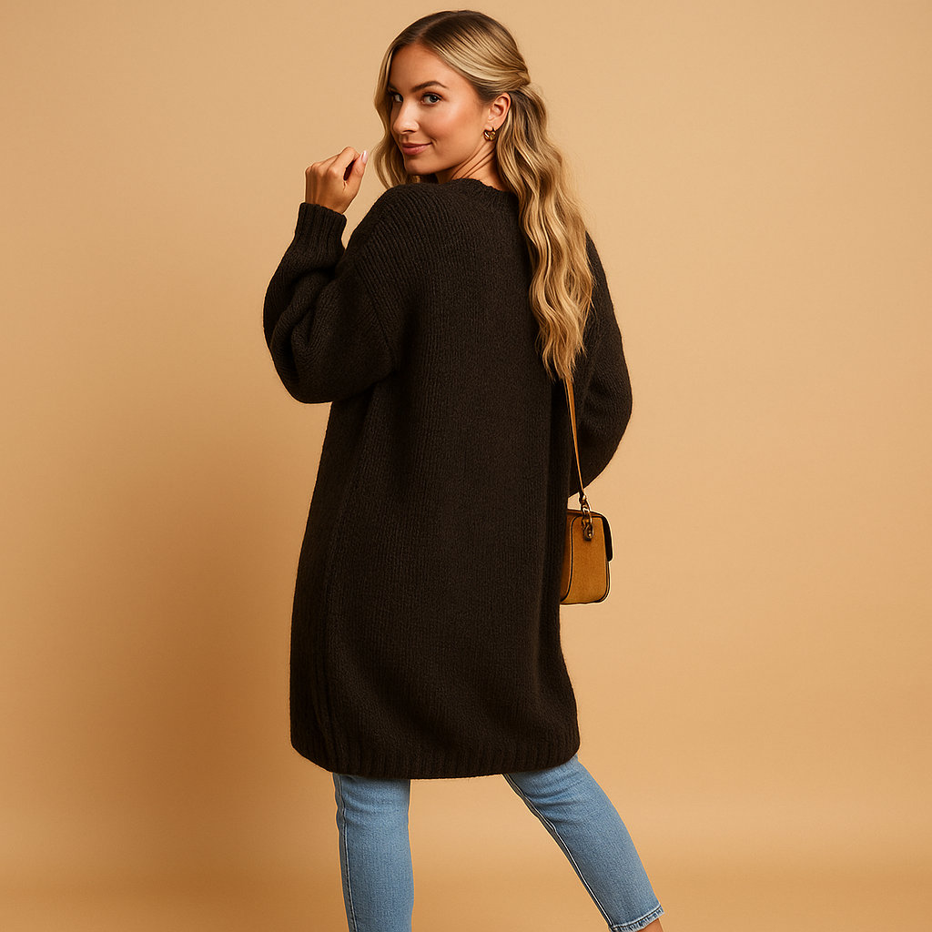Classic knit women's cardigan with  open front.