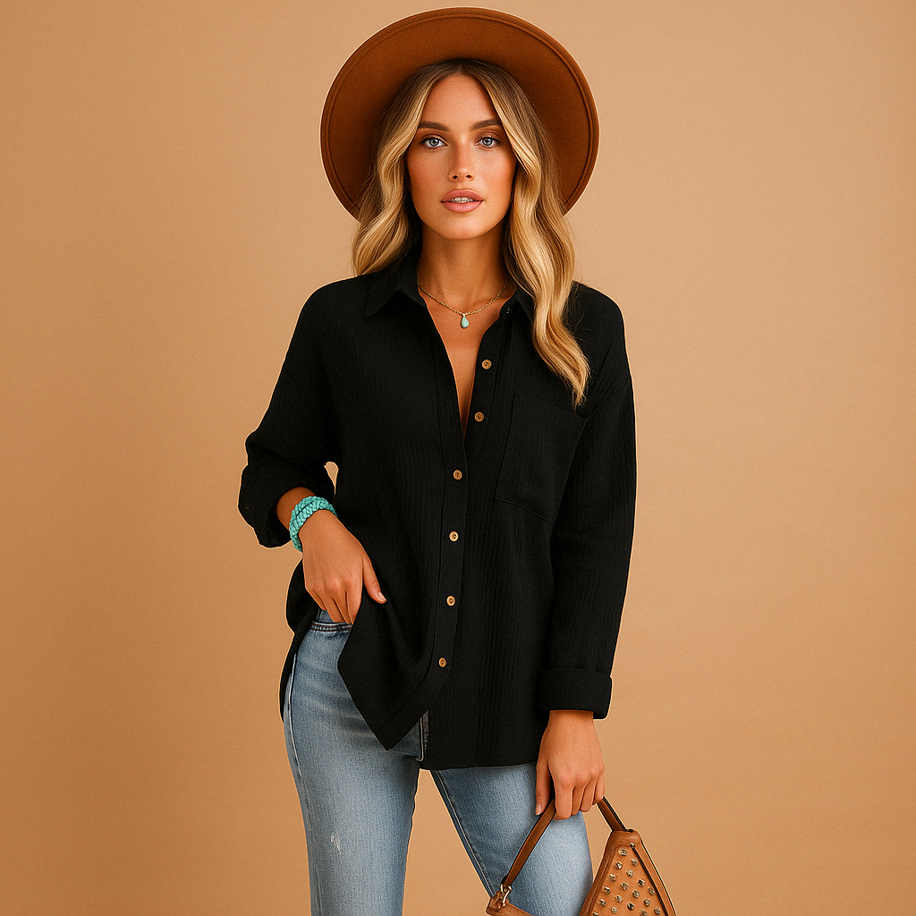Classic long-sleeved polo shirt for women