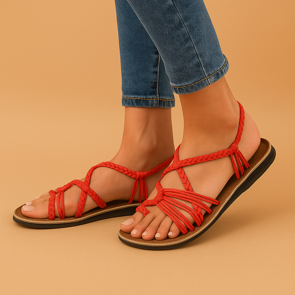 Colorful beach sandals with adjustable straps for women.