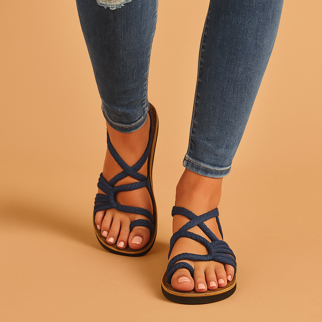 Colorful beach sandals with adjustable straps for women.
