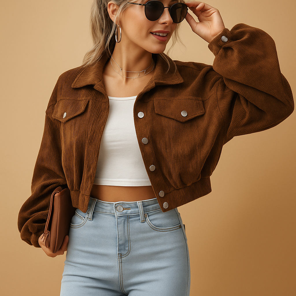 Short corduroy jacket for women