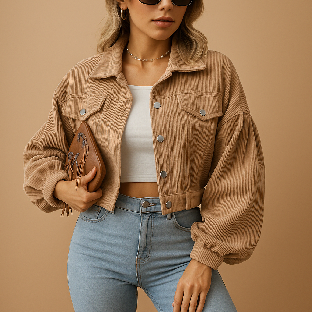 Short corduroy jacket for women