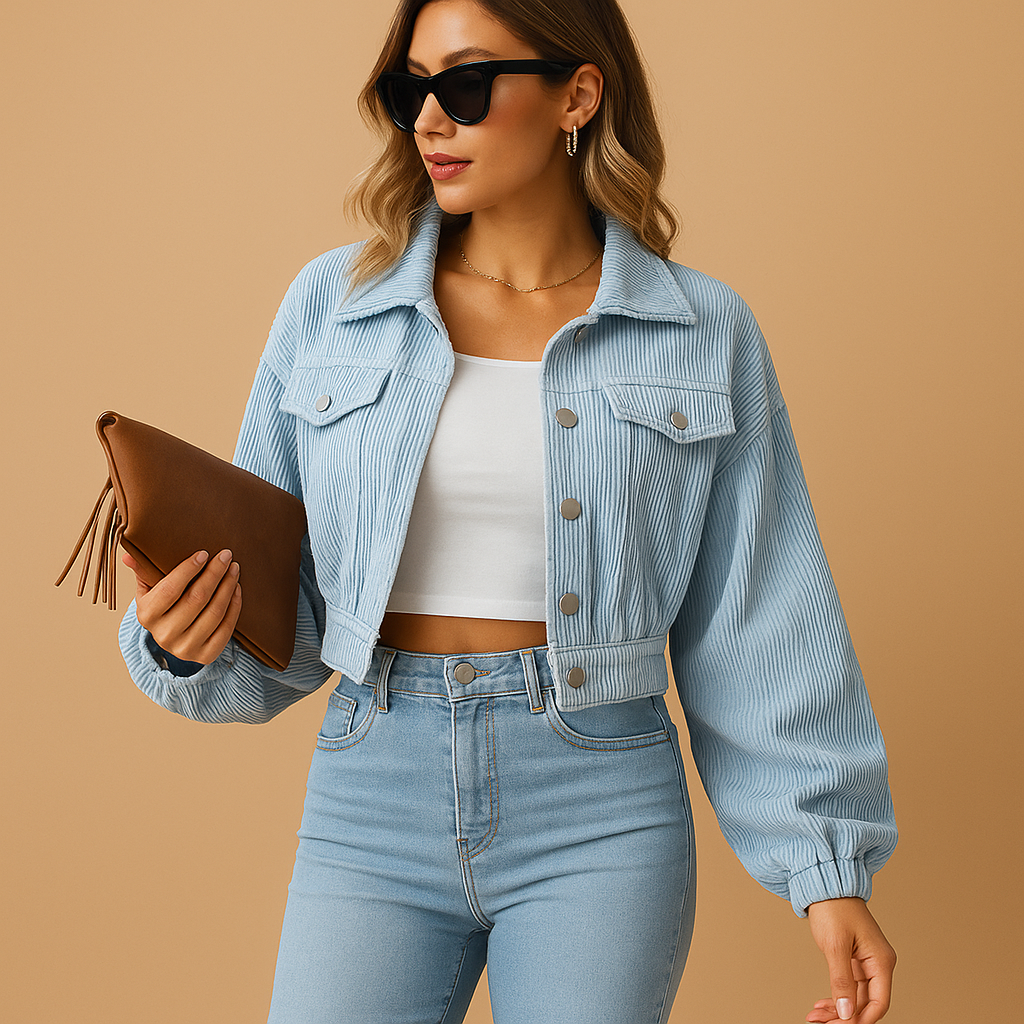 Short corduroy jacket for women