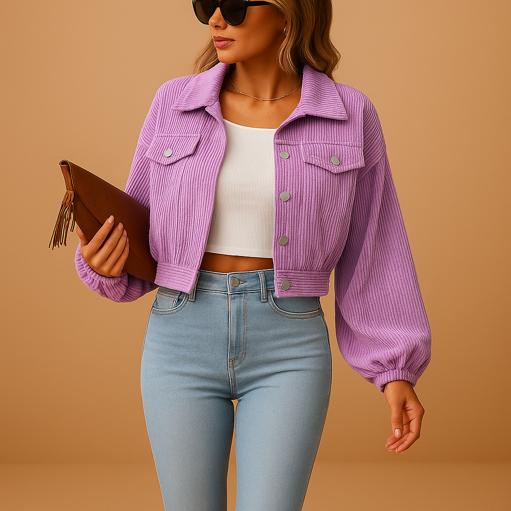 Short corduroy jacket for women