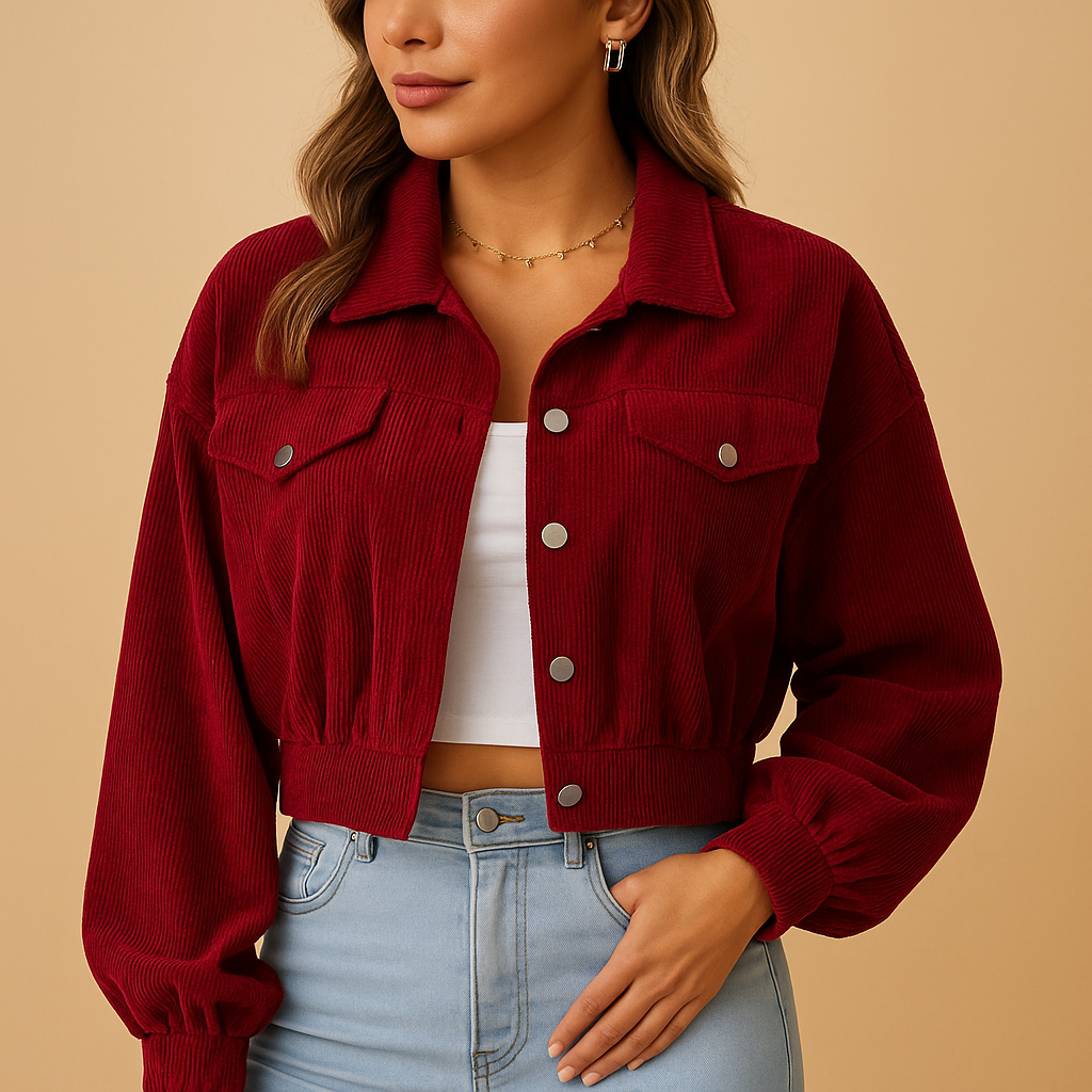 Short corduroy jacket for women