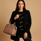 Long, elegant women's jacket with a classic cut