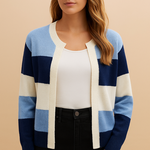 Long open women's cardigan with an elegant fit.