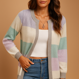 Long open women's cardigan with an elegant fit.
