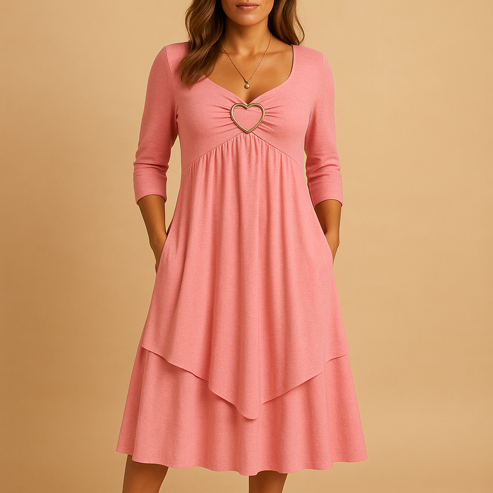 Long A-line dress with pockets for women.