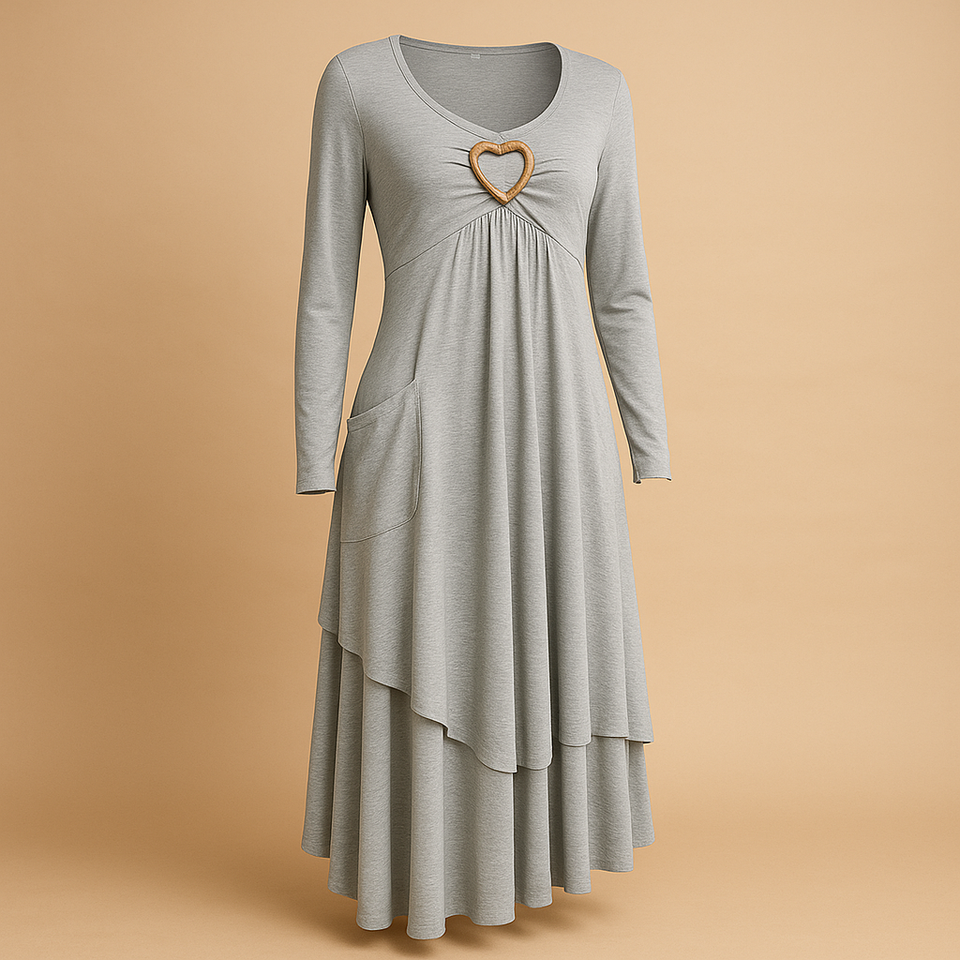 Long A-line dress with pockets for women.