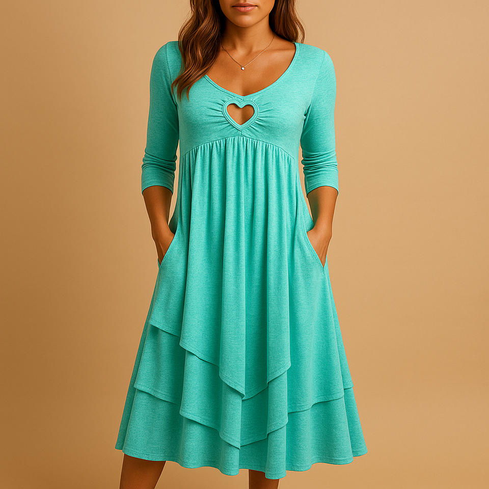 Long A-line dress with pockets for women.