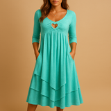 Long A-line dress with pockets for women.