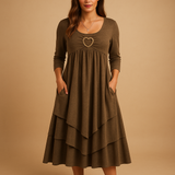 Long A-line dress with pockets for women.