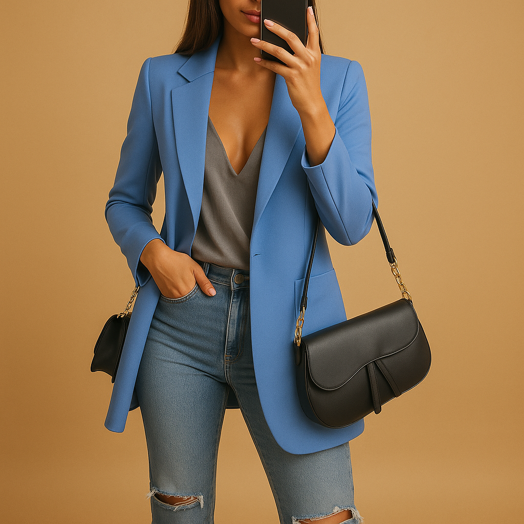 Long blazer with a slim fit for women.