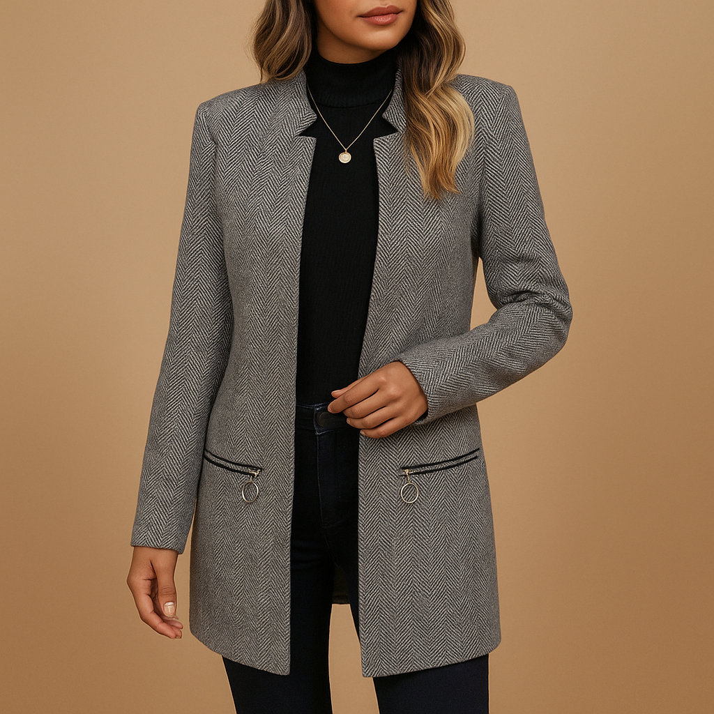 Long casual coat with print for women