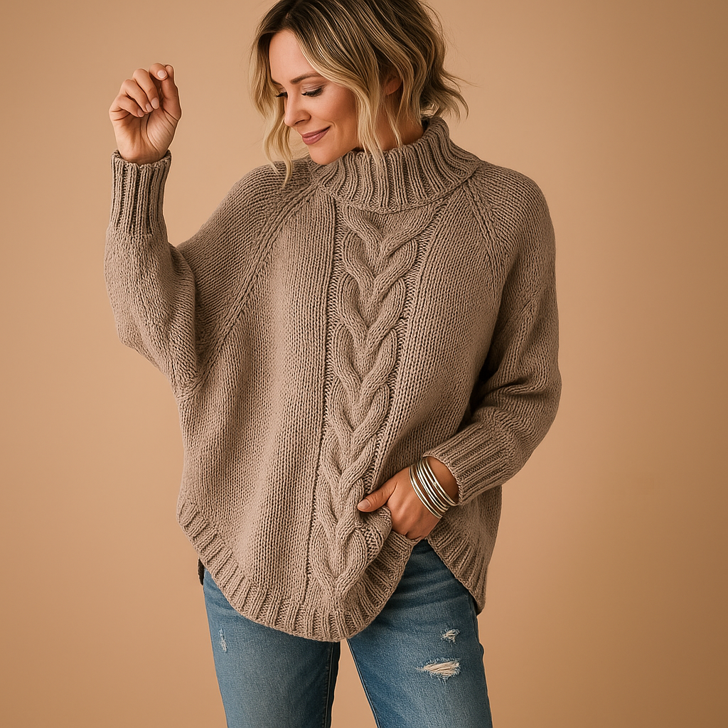 Long chunky knit sweater for women.