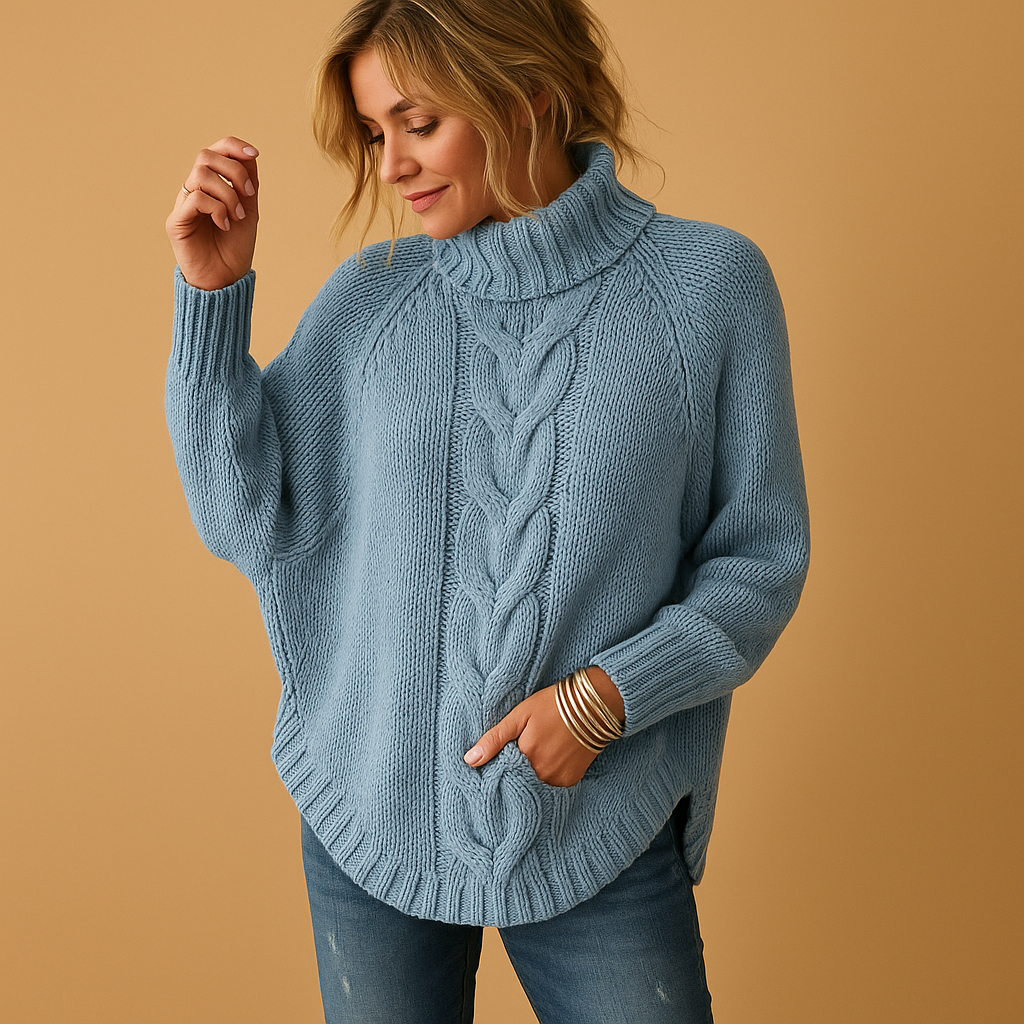 Long chunky knit sweater for women.