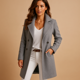 Long elegant women's coat with buttons