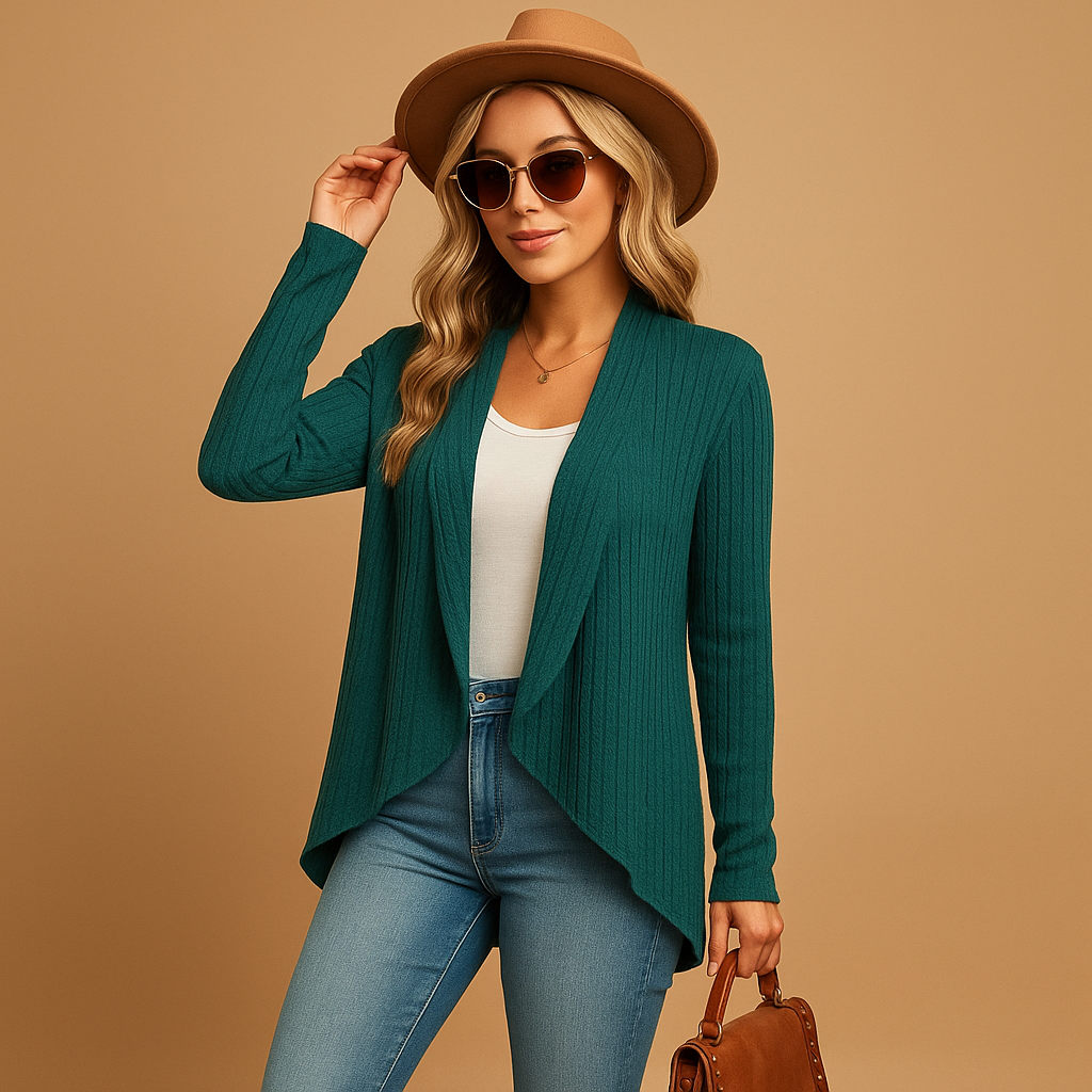 Long knitted cardigan for women.