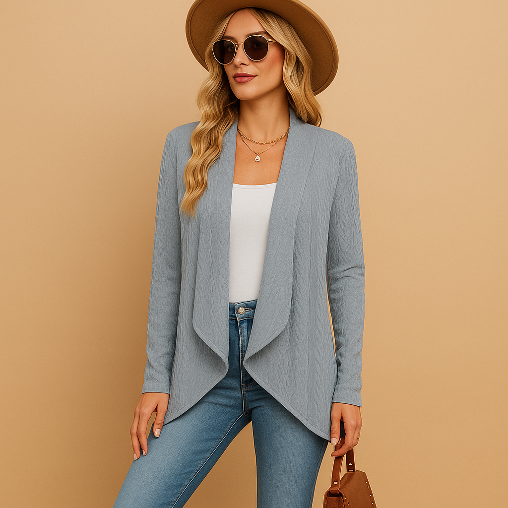 Long knitted cardigan for women.