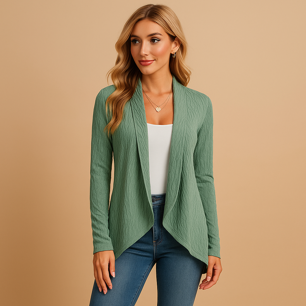 Long knitted cardigan for women.