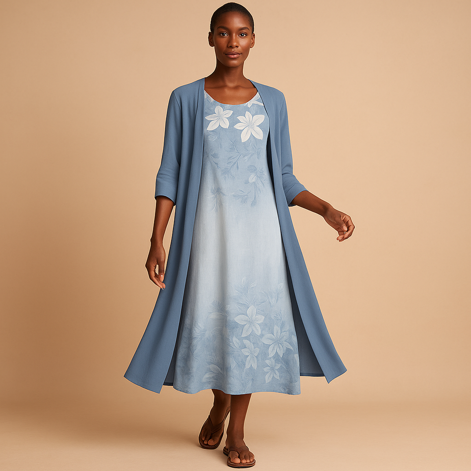 Long dress with blouse jacket for women.