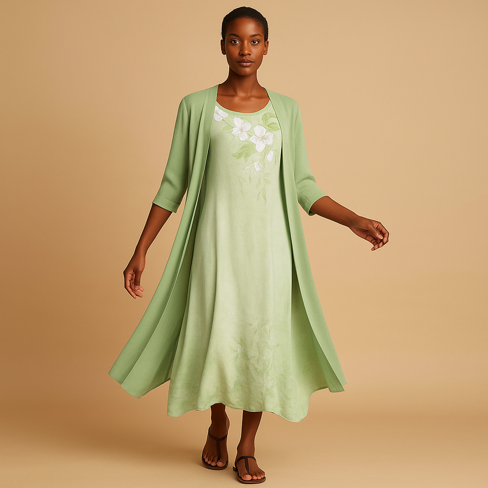 Long dress with blouse jacket for women.