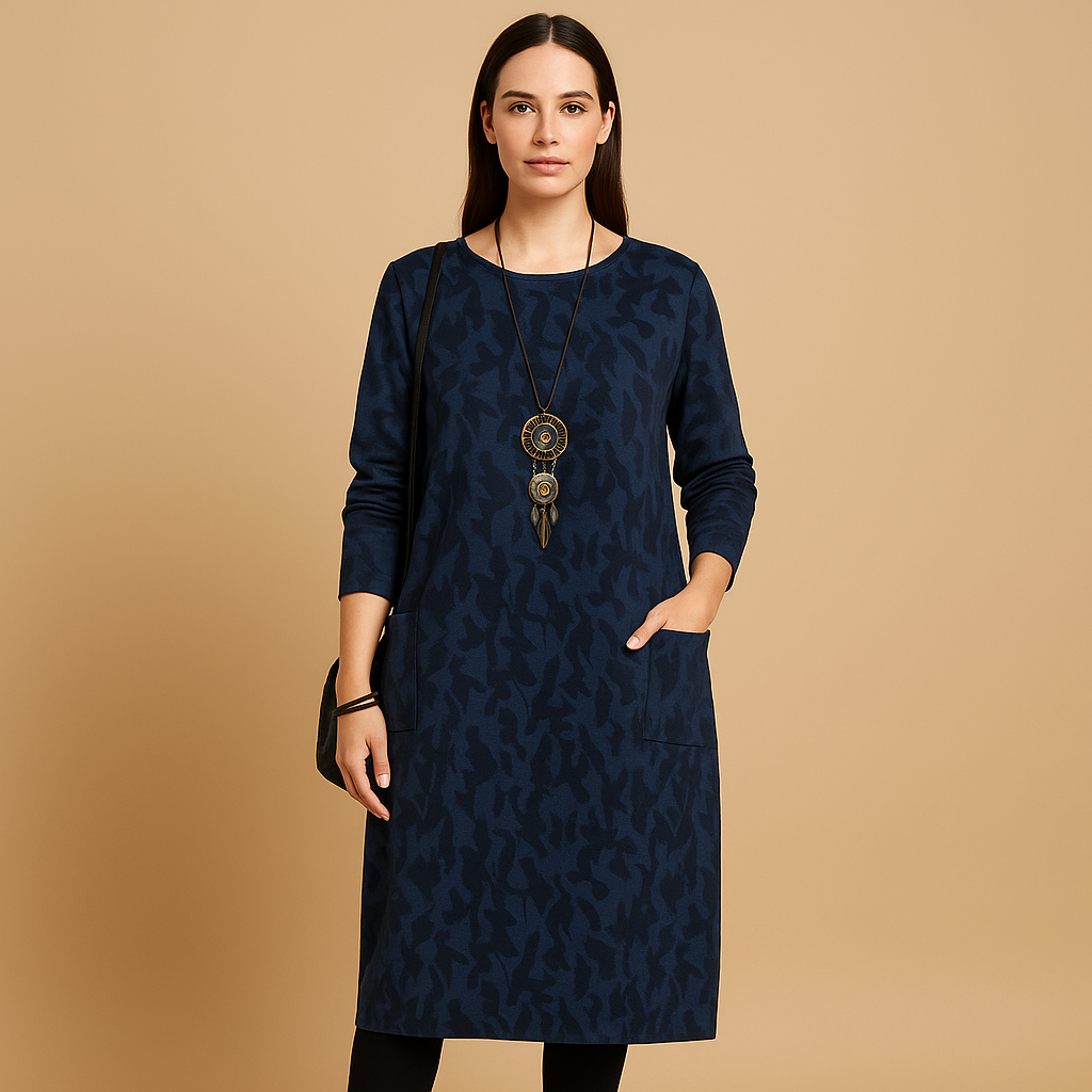 Long dress with a comfortable fit and timeless style for women.